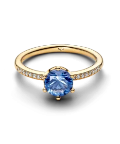 Alternative view of Blue Sparkling Crown Solitaire Ring