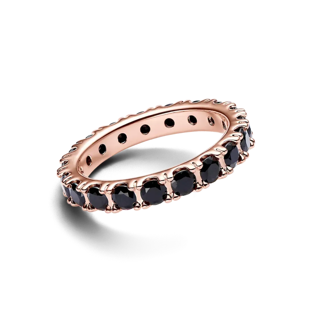 Black Sparkling Row Eternity Ring - Image 6