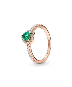 Alternative view of Green Heart Princess Wishbone Stacking Ring Set