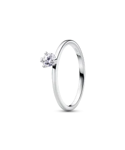 Pandora Nova Sterling Silver Off-set Lab-grown Diamond Ring