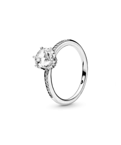 Clear Sparkling Crown Solitaire Ring