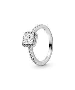 Alternative view of True Elegance Square Halo Ring Set
