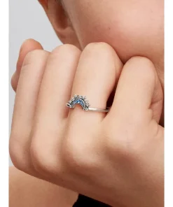 Alternative view of Celestial Blue Sparkling Moon Ring