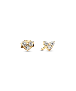 Triple Stone Heart Stud Earrings