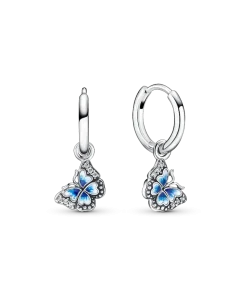 Blue Butterfly Hoop Earrings