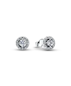 Round Pavé Halo Stud Earrings