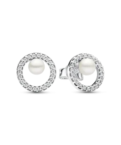Treated Freshwater Cultured Pearl & Pavé Halo Stud Earrings