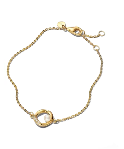 Organically Shaped Pavé Circle & Treated Freshwater Cultured Pearl Bracelet