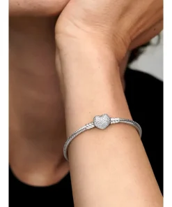 Alternative view of Moments Sparkling Heart & Snake Chain Bracelet