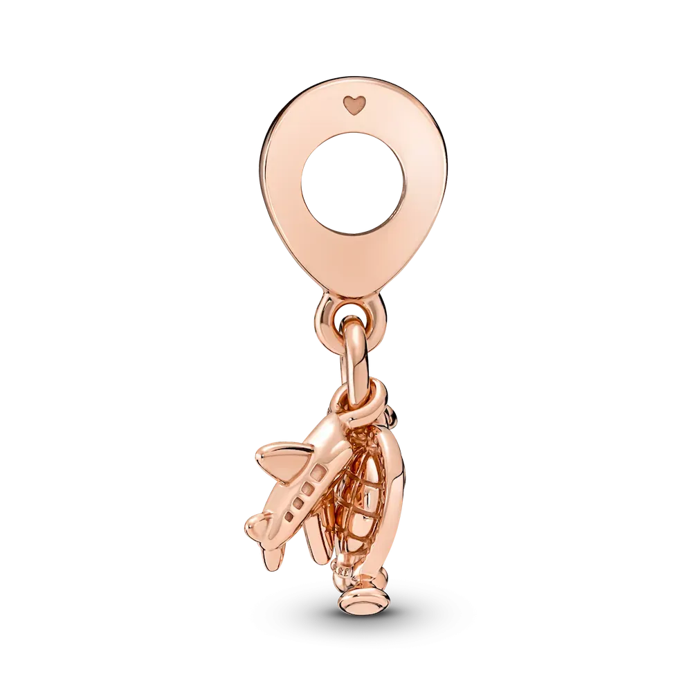 Airplane, Globe & Suitcase Triple Dangle Charm - Image 6