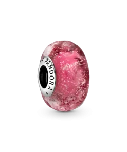 Wavy Fancy Pink Murano Glass Charm