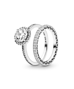 True Elegance Round Halo Ring Set