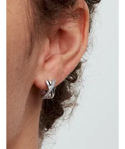 Alternative view of Crossover Pavé Hoop Earrings