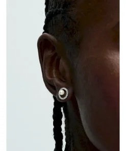 Alternative view of Treated Freshwater Cultured Pearl & Pavé Halo Stud Earrings