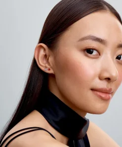 Alternative view of Arrow & Murano Glass Heart Stud Earrings